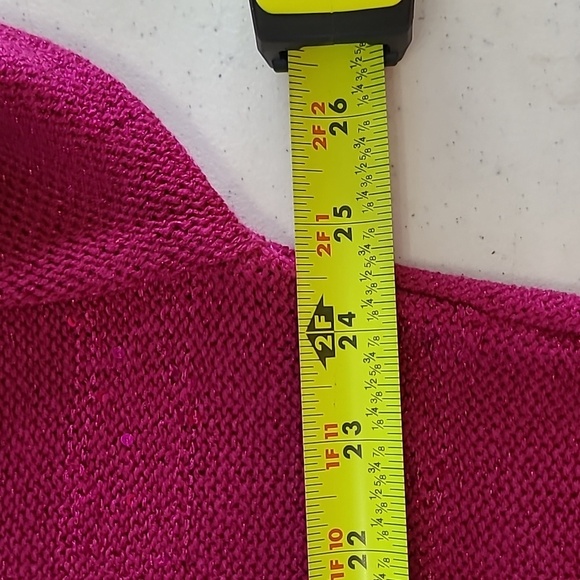 New Directions Fuchsia Sequin Striped Cowl Neck Short Sleeve Sweater size XL - Picture 5 of 6